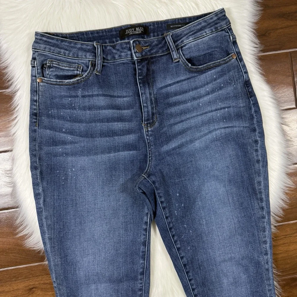 Judy Blue Women's Size 32 Bleach Splash Boyfriend Fit Denim‎ Jeans